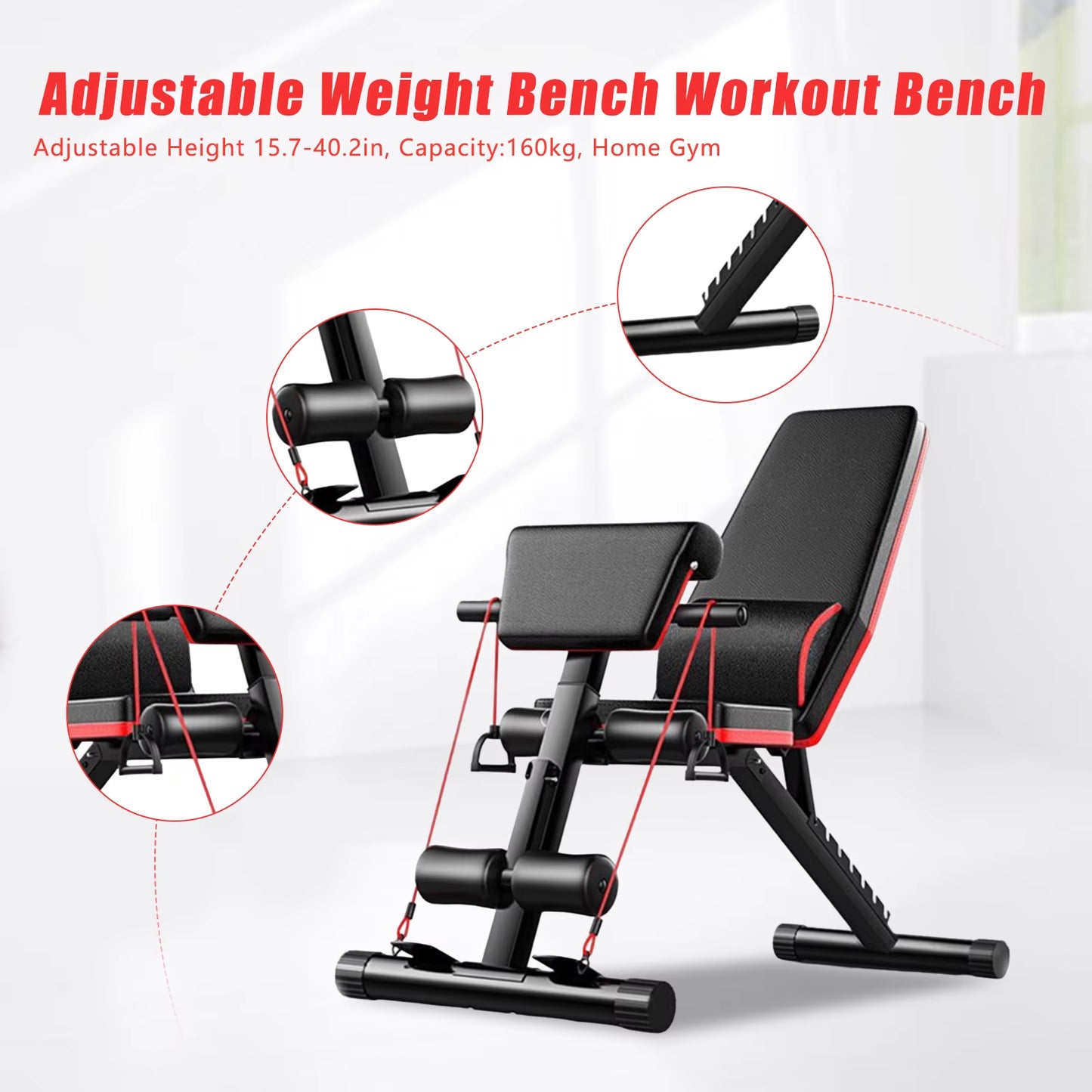 Adjustable Weight Bench Full Body Workout Foldable Incline Decline Exercise Workout Bench for Home Gym Strength Training Incline