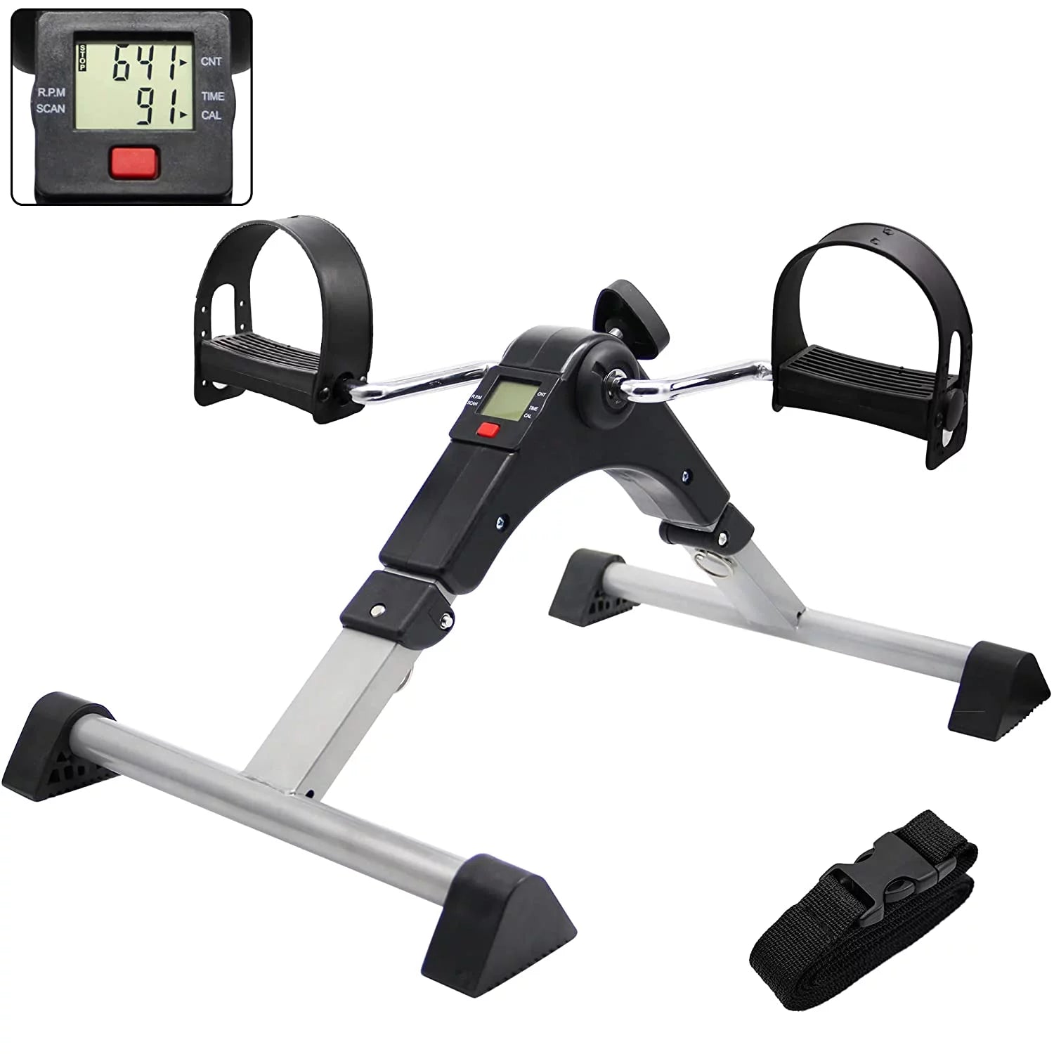 Exercise Bike with Electronic Display for Workout Recovery Machine Folding Pedal Exerciser Black