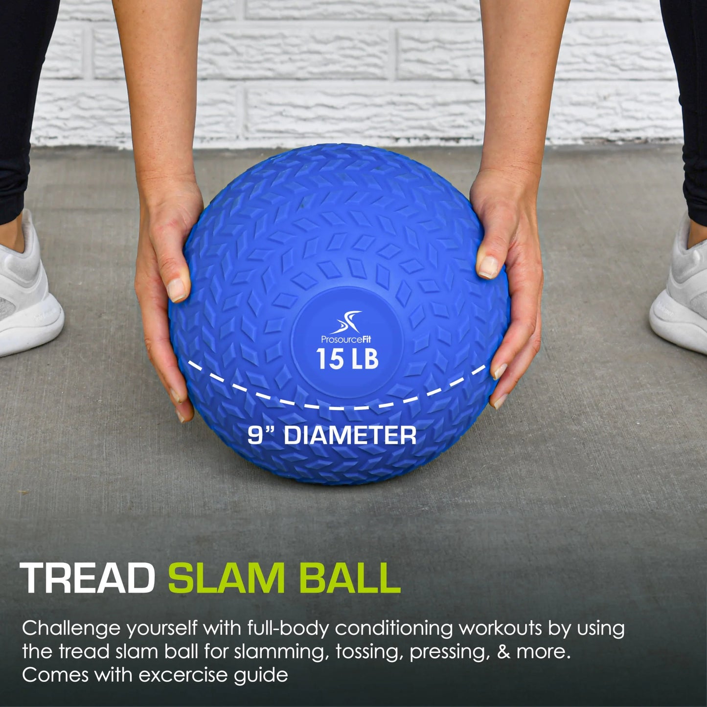 Tread Slam Medicine Balls W/ Ultra Grip for Weighted Workouts, 15 Lb