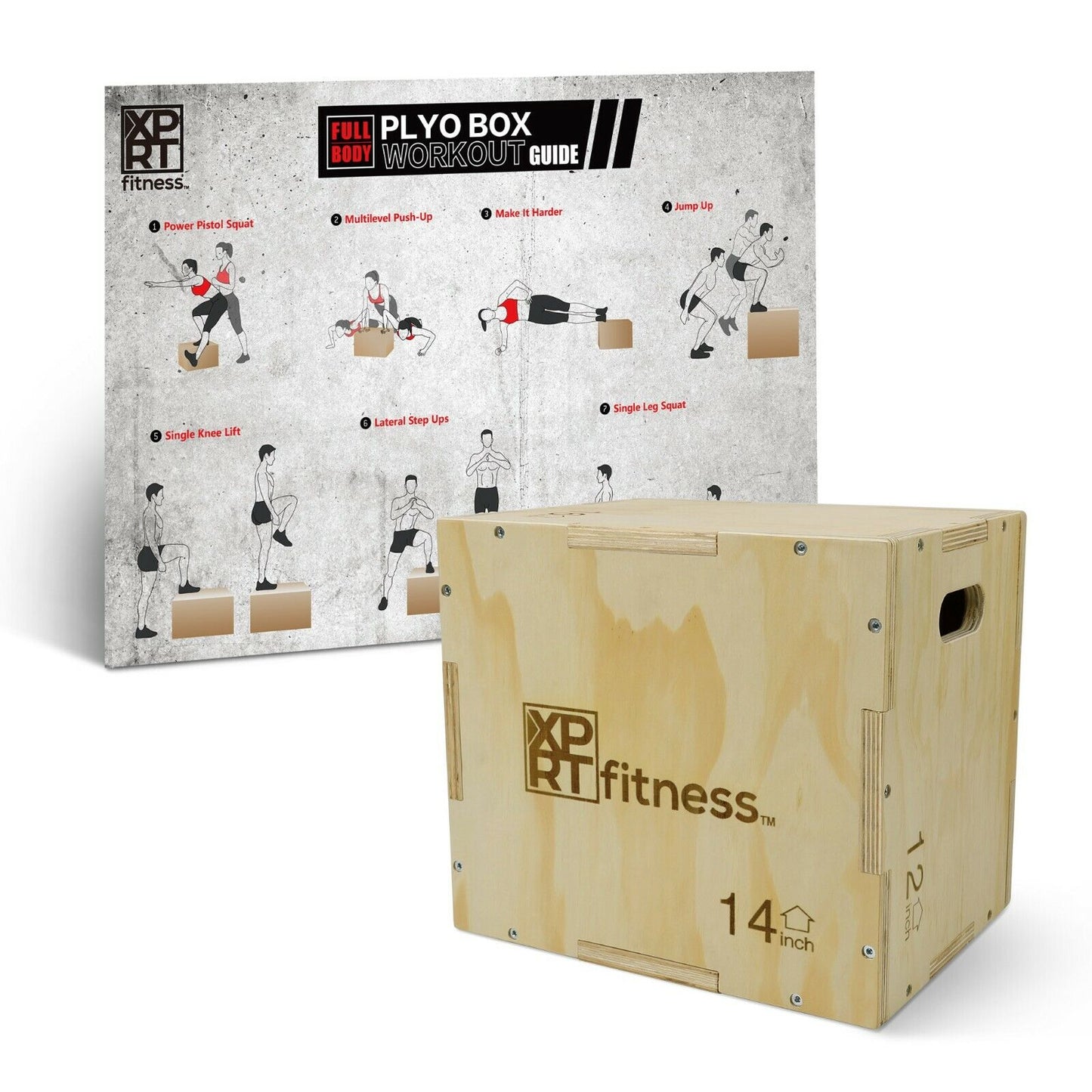 XPRT Fitness Plyo Jump Box Exercise Training Box Crossfit HIIT, 16X14X2