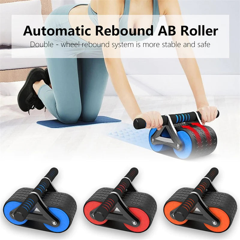 Double Wheel Abdominal Exerciser Women Men Automatic Rebound Ab Wheel Roller Waist Trainer Gym Sports Home Exercise Devices