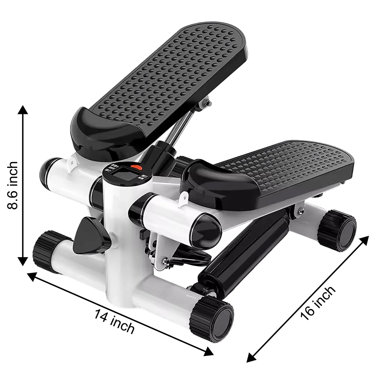 Stepper for Exercise, Portable Mini Stair Stepper with Digital Display, Stepper with Resistance Bands for Exercise, Suitable up and down Swing Twist for Home, Office, Outdoor White