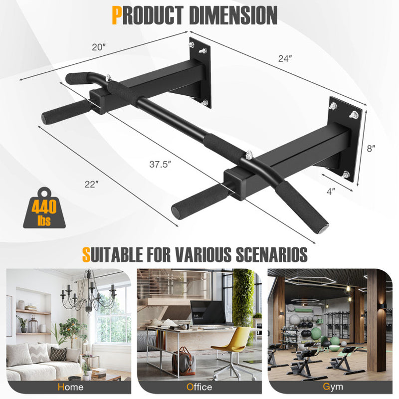 Wall Mounted Multi-Grip Pull up Bar with Foam Handgrips