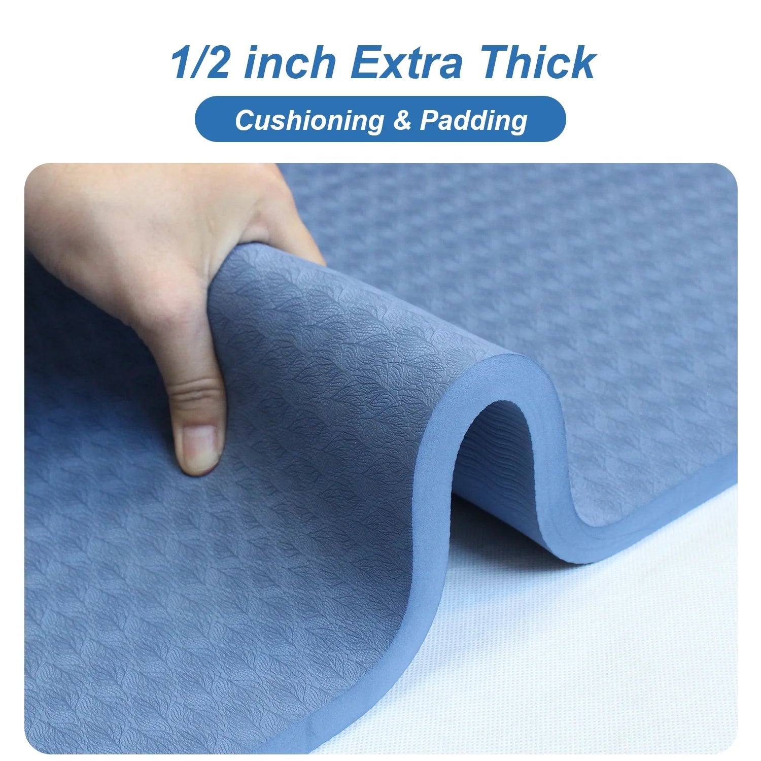 78"X51" Large Exercise Mats 1/2" Thick TPE Foam Yoga Pilates Workout Floor Gym Mat Blue