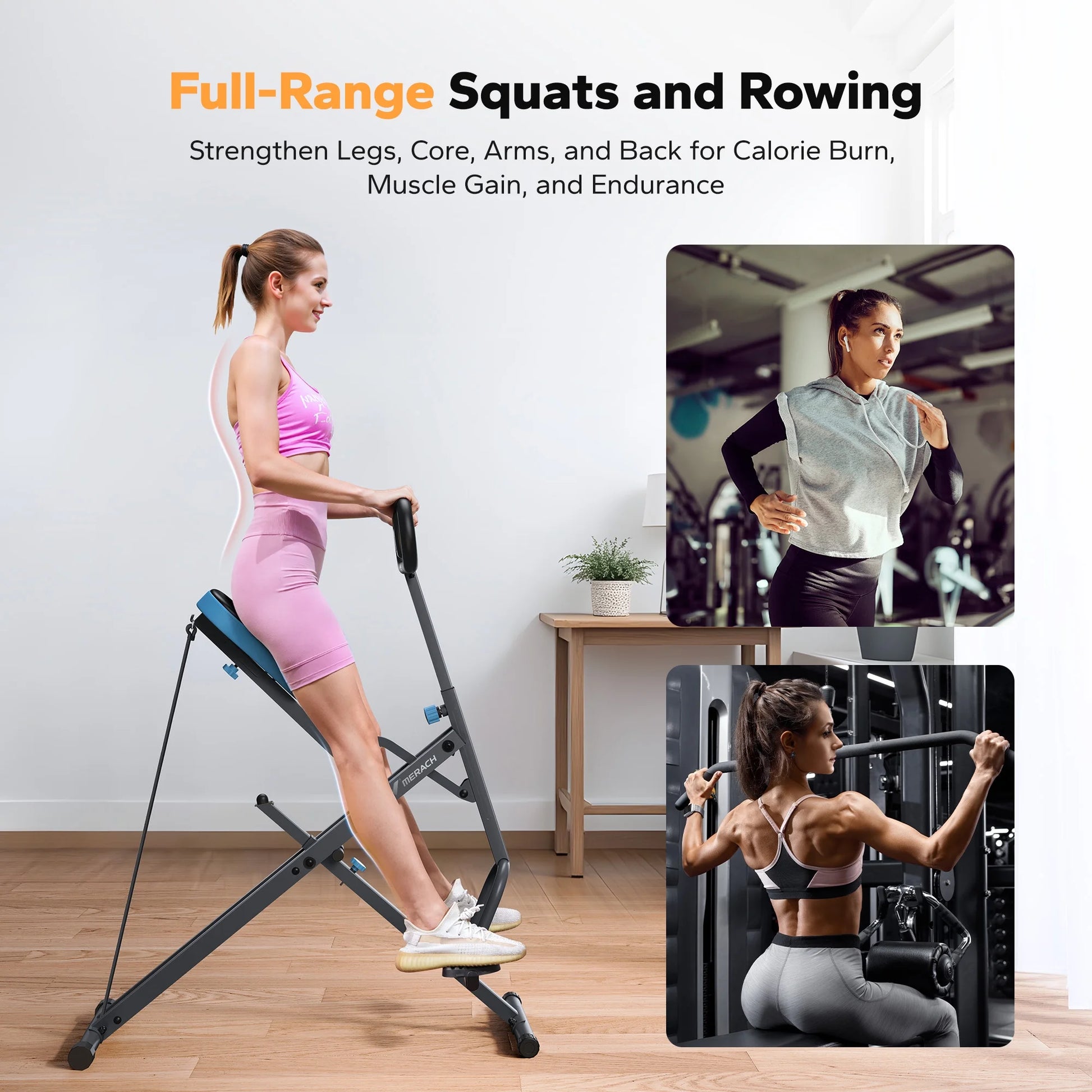 Squat Machine - Foldable 2-In-1 Glutes & Leg Exercise Assist Trainer Workout Machine Home Gym Equipment, 350 Lbs Support