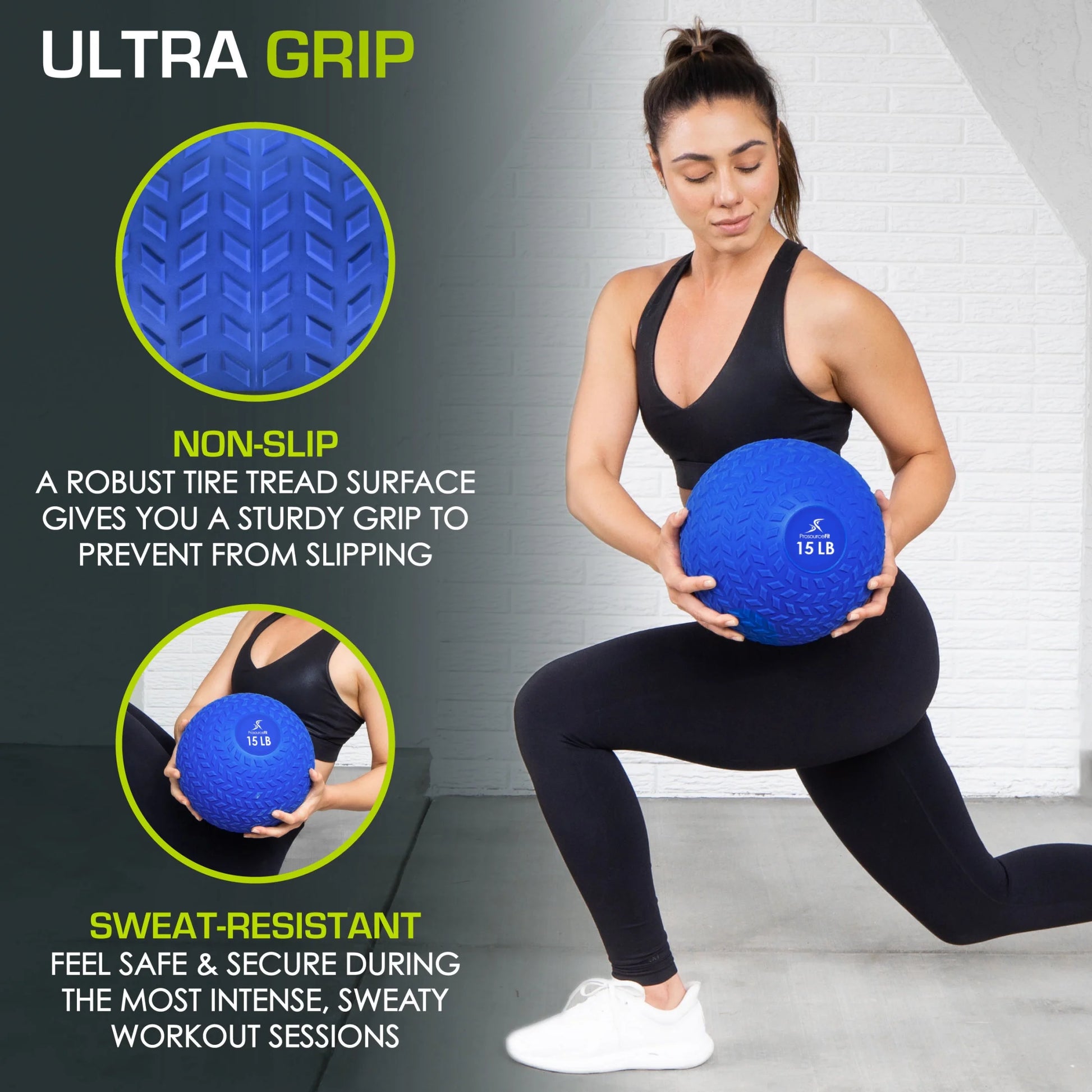 Tread Slam Medicine Balls W/ Ultra Grip for Weighted Workouts, 15 Lb