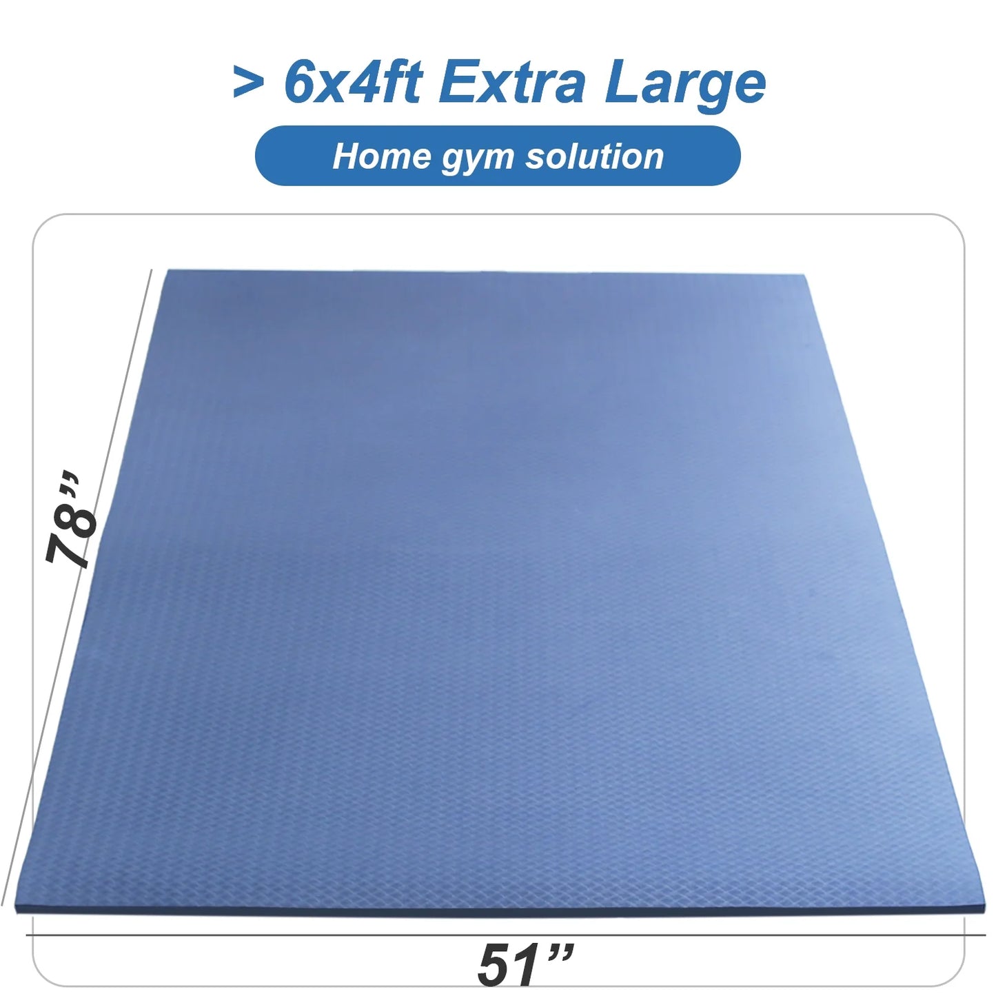 78"X51" Large Exercise Mats 1/2" Thick TPE Foam Yoga Pilates Workout Floor Gym Mat Blue