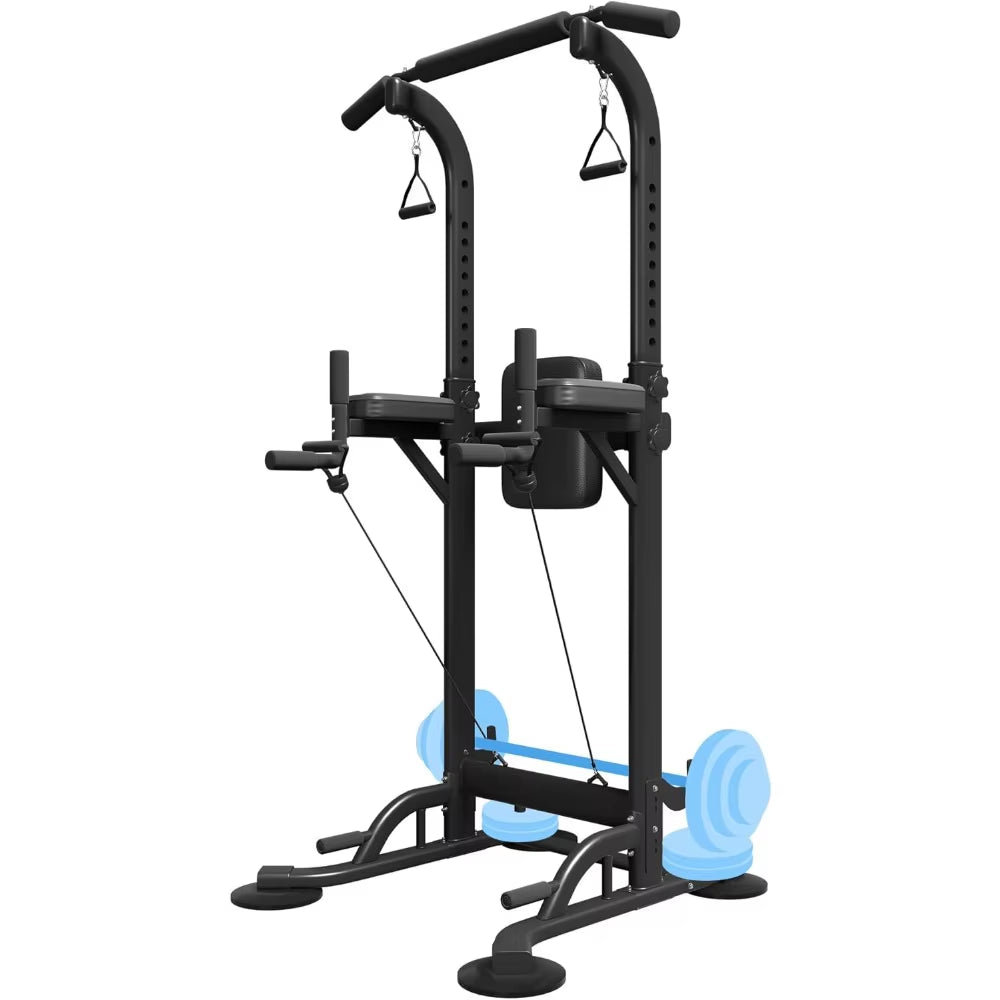 Pull up Dip Station for Home Gym, Power Tower with Backrest, Adjustable Height Pull up Bar Stand