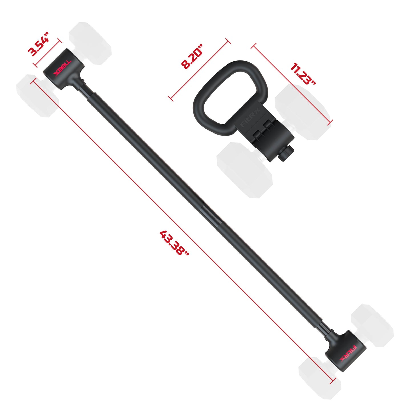 X-Bell System Dumbbells to Barbell Converter, Dumbbell to Curl Bar, Macebell and Kettlebell Handle