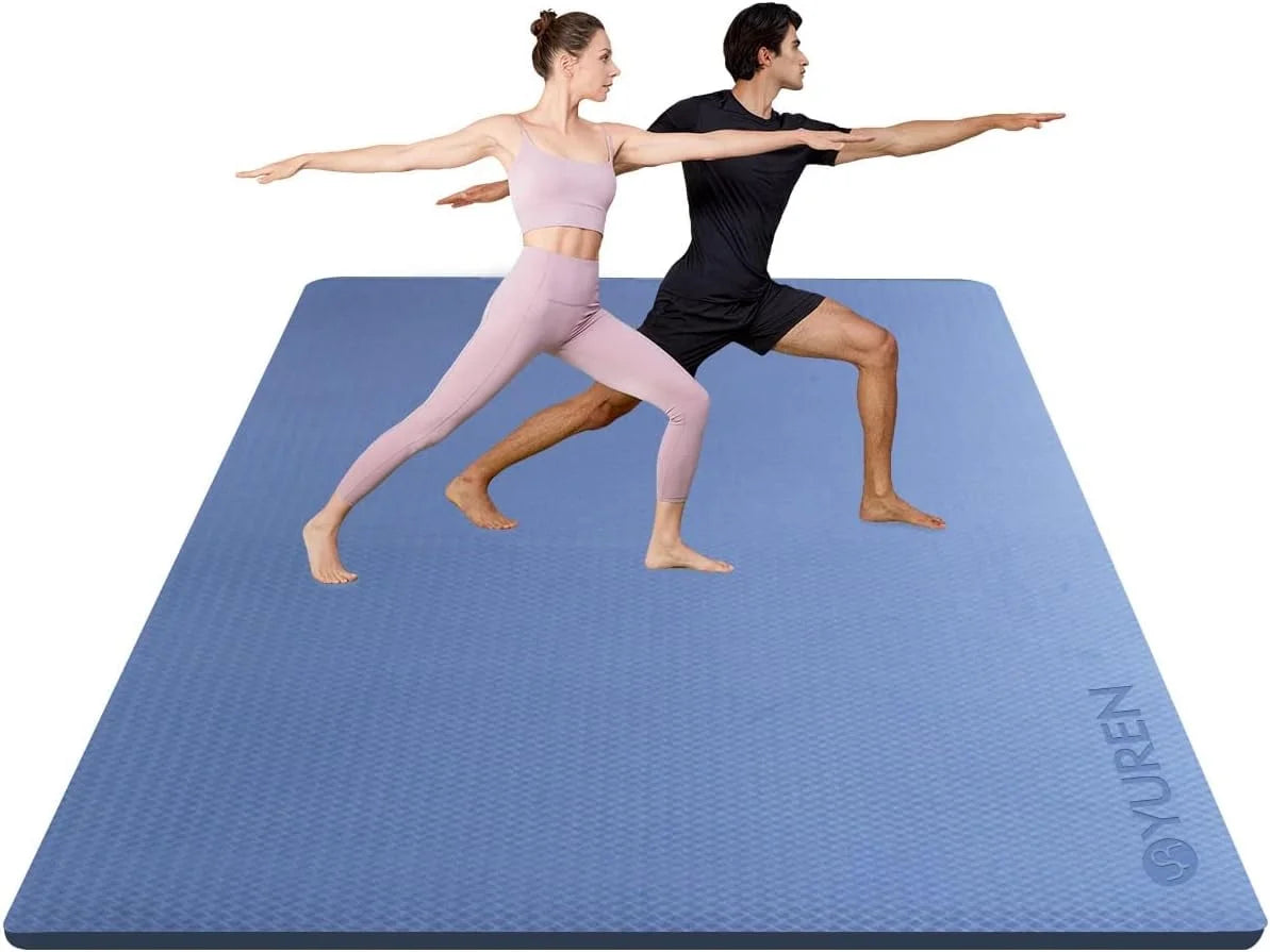 78"X51" Large Exercise Mats 1/2" Thick TPE Foam Yoga Pilates Workout Floor Gym Mat Blue